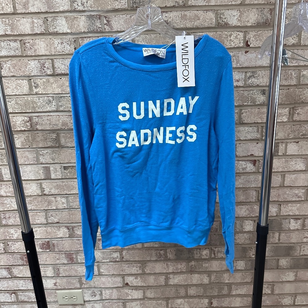 Wildfox Blue "Sunday Sadness" Pullover Sweatshirt